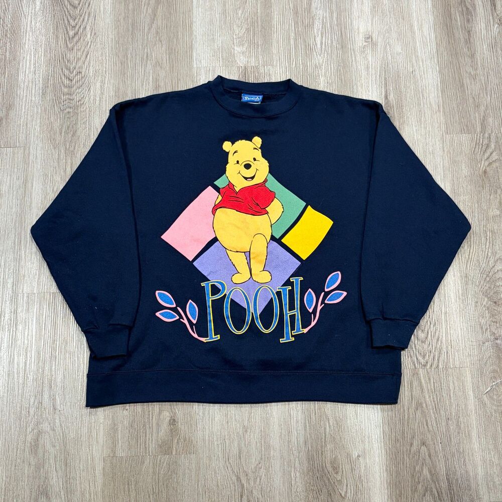 Vintage 90s Winnie The Pooh Disney Graphic Sweatshirt Men's Size Large / XL Blue